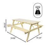 Shoreham 59" Modern Classic Outdoor Wood Picnic Table Benches with Umbrella Hole