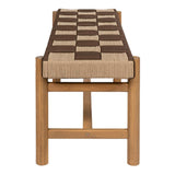 Denis 48" 2-Seat Backless 700-Lbs Support Acacia Wood Outdoor Bench With Checkerboard Woven Rope Seat