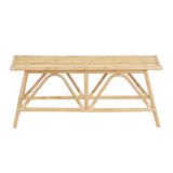 Spade 43.3 in. Coastal Bohemian 2-Seat 400-Lbs Support Handmade Slatted Rattan Bench - Natural