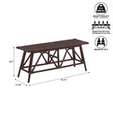 Spade 43.3 in. Coastal Bohemian 2-Seat 400-Lbs Support Handmade Slatted Rattan Bench - Dark Brown