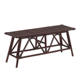 Spade 43.3 in. Coastal Bohemian 2-Seat 400-Lbs Support Handmade Slatted Rattan Bench - Dark Brown