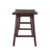 Spade 43.3 in. Coastal Bohemian 2-Seat 400-Lbs Support Handmade Slatted Rattan Bench - Dark Brown