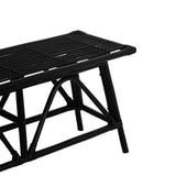 Spade 43.3 in. Coastal Bohemian 2-Seat 400-Lbs Support Handmade Slatted Rattan Bench - Black