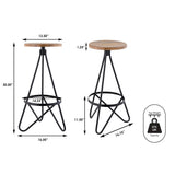Spiroa 30" Modern Industrial Metal Backless Circular Bar Stool