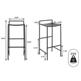 Svelte 30" Coastal Contemporary Iron Saddle-Seat Low-Back Bar Stool with Foot Rest - JONATHAN Y