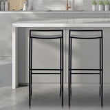 Svelte 30" Coastal Contemporary Iron Saddle-Seat Low-Back Bar Stool with Foot Rest - JONATHAN Y