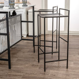 Svelte 30" Coastal Contemporary Iron Saddle-Seat Low-Back Bar Stool with Foot Rest - JONATHAN Y