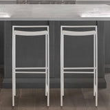Svelte 30" Coastal Contemporary Iron Saddle-Seat Low-Back Bar Stool with Foot Rest - JONATHAN Y