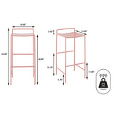 Svelte 30" Coastal Contemporary Iron Saddle-Seat Low-Back Bar Stool with Foot Rest