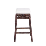 Bali Rustic Bohemian Hyacinth/Wood Backless Counter Stool - JONATHAN Y