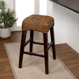 Maui Rustic Bohemian Hyacinth/Wood Backless Counter Stool