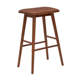 Peroni MidCentury Classic Saddle-Seat Solid Wood/Vegan Leather Backless Bar Stool with Removeable Cushion