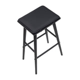 Peroni MidCentury Classic Saddle-Seat Solid Wood/Vegan Leather Backless Bar Stool with Removeable Cushion