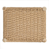 Armati Coastal Casual Handcrafted Teak Wood Backless Indoor/Outdoor Bar Stool with Synthetic Woven Seat
