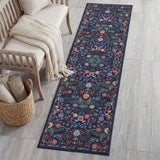 Primrose Art Nouveau Floral Border Machine-washable Area Rug