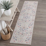 Primrose Art Nouveau Floral Border Machine-washable Area Rug