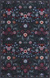 Primrose Art Nouveau Floral Border Machine-washable Area Rug
