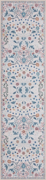 Primrose Art Nouveau Floral Border Machine-washable Area Rug