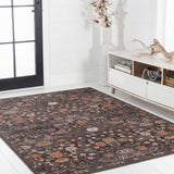 Primrose Art Nouveau Floral Border Machine-washable Area Rug
