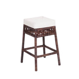 Bali Rustic Bohemian Hyacinth/Wood Backless Counter Stool - JONATHAN Y