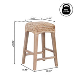 Maui Rustic Bohemian Hyacinth/Wood Backless Counter Stool