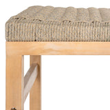 Armand 30" Modern Coastal Backless Acacia Wood Outdoor Bar Stool with Woven Rope Seat