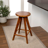 Ceren MidCentury Industrial Round Solid Wood Backless Counter Stool