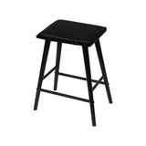 Peroni MidCentury Classic Saddle-Seat Solid Wood/Vegan Leather Backless Bar Stool with Removeable Cushion
