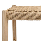 Armati Coastal Casual Handcrafted Teak Wood Backless Indoor/Outdoor Bar Stool with Synthetic Woven Seat