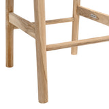 Armati Coastal Casual Handcrafted Teak Wood Backless Indoor/Outdoor Bar Stool with Synthetic Woven Seat