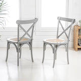 Cassis Traditional X-Back Wood Rattan Dining Chair - JONATHAN Y