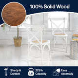 Cassis Traditional X-Back Wood Rattan Dining Chair Set 2