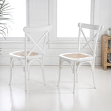 Cassis Traditional X-Back Wood Rattan Dining Chair - JONATHAN Y