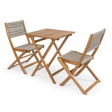 Javea Modern Coastal 3-Piece Acacia Wood Outdoor Folding Bistro Set - JONATHAN Y