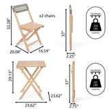 Sitges Modern Mid-Century 3-Piece Roped Acacia Wood Outdoor Folding Bistro Set - JONATHAN Y