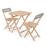 Sitges Modern Mid-Century 3-Piece Roped Acacia Wood Outdoor Folding Bistro Set - JONATHAN Y