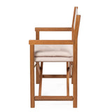 Waldo Classic Mid-Century Outdoor Acacia Wood Foldable Diamond-Quilted Back Director Chair with Cushion - JONATHAN Y