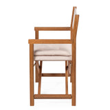 Waldo Classic Mid-Century Outdoor Acacia Wood Foldable Diamond-Quilted Back Director Chair with Cushion Set 2