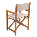Waldo Classic Mid-Century Outdoor Acacia Wood Foldable Diamond-Quilted Back Director Chair with Cushion Set 2