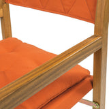 Waldo Classic Mid-Century Outdoor Acacia Wood Foldable Diamond-Quilted Back Director Chair with Cushion Set 2