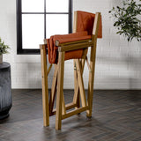 Waldo Classic Mid-Century Outdoor Acacia Wood Foldable Diamond-Quilted Back Director Chair with Cushion Set 2
