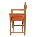 Waldo Classic Mid-Century Outdoor Acacia Wood Foldable Diamond-Quilted Back Director Chair with Cushion Set 2