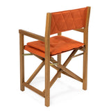 Waldo Classic Mid-Century Outdoor Acacia Wood Foldable Diamond-Quilted Back Director Chair with Cushion Set 2