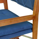 Waldo Classic Mid-Century Outdoor Acacia Wood Foldable Diamond-Quilted Back Director Chair with Cushion Set 2