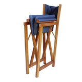 Waldo Classic Mid-Century Outdoor Acacia Wood Foldable Diamond-Quilted Back Director Chair with Cushion Set 2