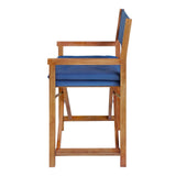 Waldo Classic Mid-Century Outdoor Acacia Wood Foldable Diamond-Quilted Back Director Chair with Cushion Set 2