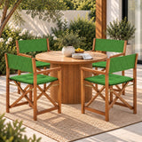 Waldo Classic Mid-Century Outdoor Acacia Wood Foldable Diamond-Quilted Back Director Chair with Cushion Set 2