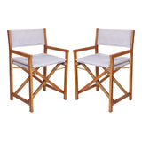 Waldo Classic Mid-Century Outdoor Acacia Wood Foldable Diamond-Quilted Back Director Chair with Cushion Set 2