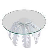 Vince 24.75" Mid-Century Vintage Glass Top Metal Palm Tree End Table - JONATHAN Y