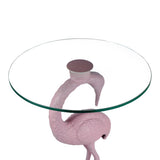 Blanche 25" Classic Mid-Century Glass Top Flamingo End Table